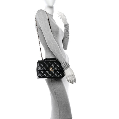 Chanel Shiny Lambskin Quilted Coco Trip Flap Bag Black 2 of 11
