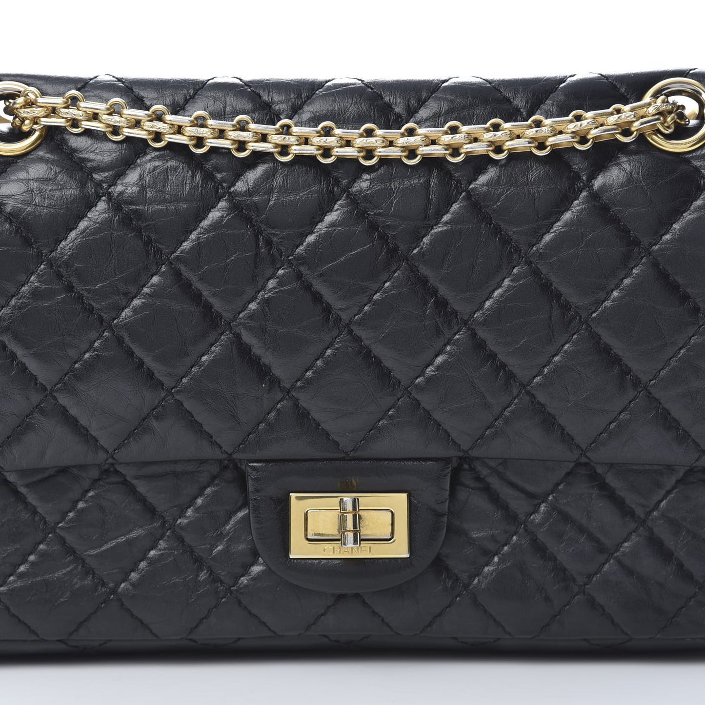 Aged Calfskin Quilted 2.55 Reissue 225 Flap Black