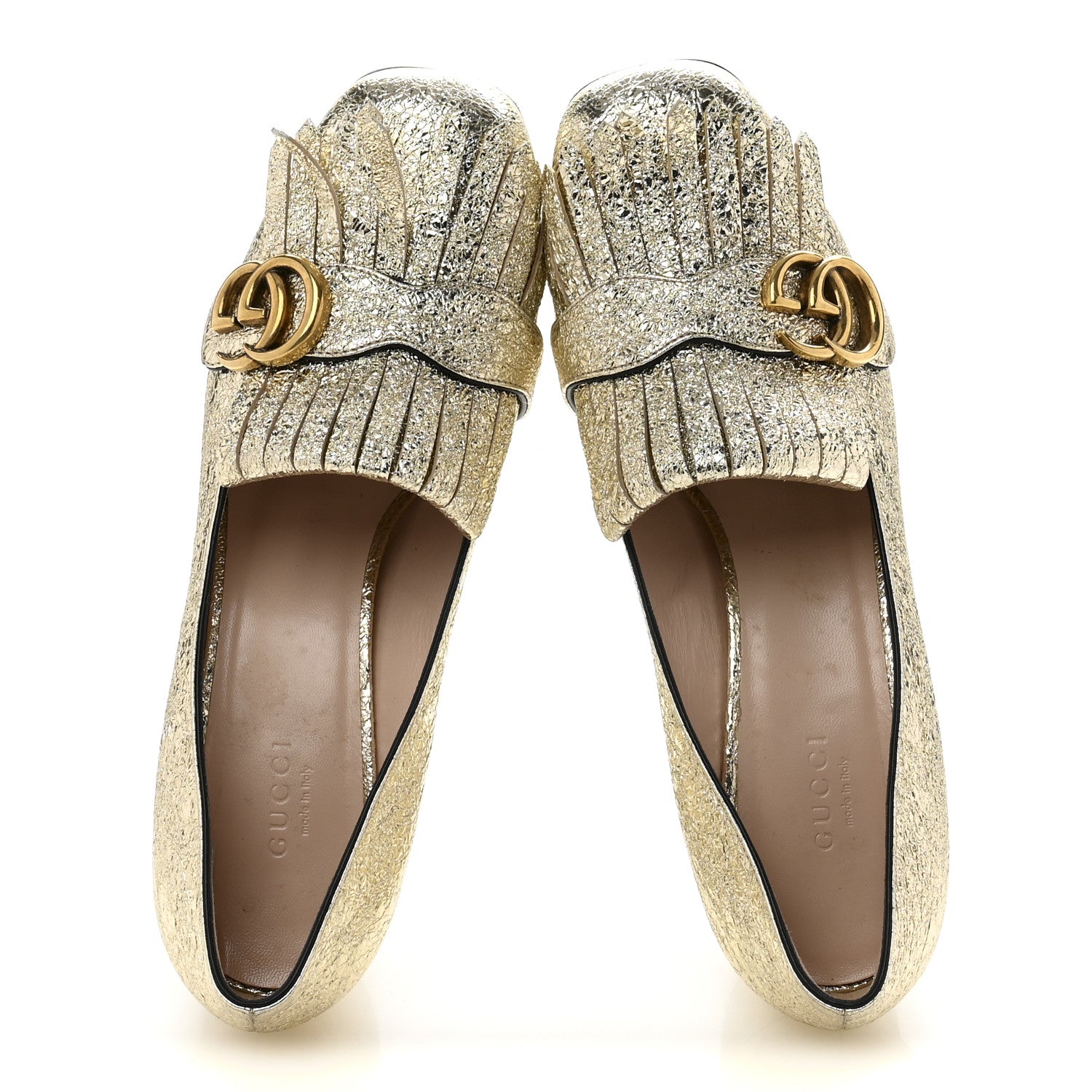 Gucci Galassia GG Marmont Fringe 50mm Loafer Pumps 39 Platino 2 of 12