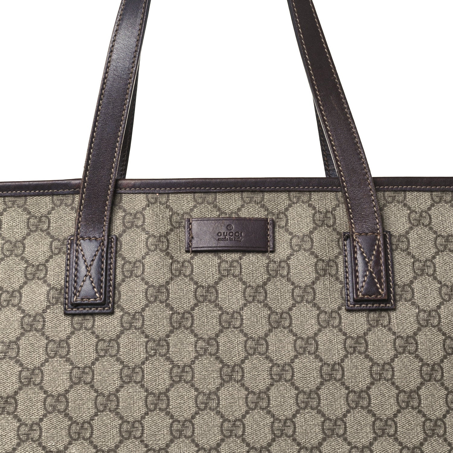 Gucci GG Supreme Monogram Medium Zippered Shopping Tote Dark Brown 8 of 12