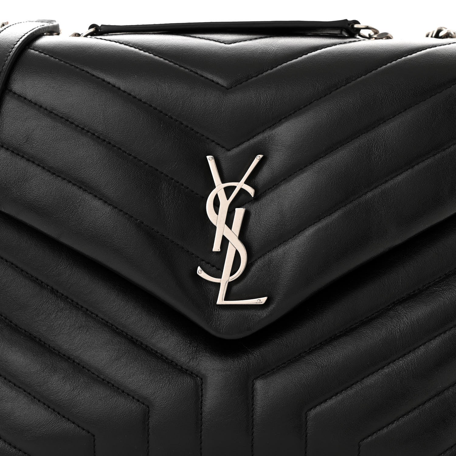 Saint Laurent Calfskin Y Quilted Monogram Medium Loulou Chain Satchel Black 7 of 9