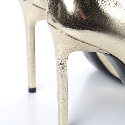 Saint Laurent Metallic Supercrack Calfskin Anja 150 Pumps 37.5 Gold 9 of 10