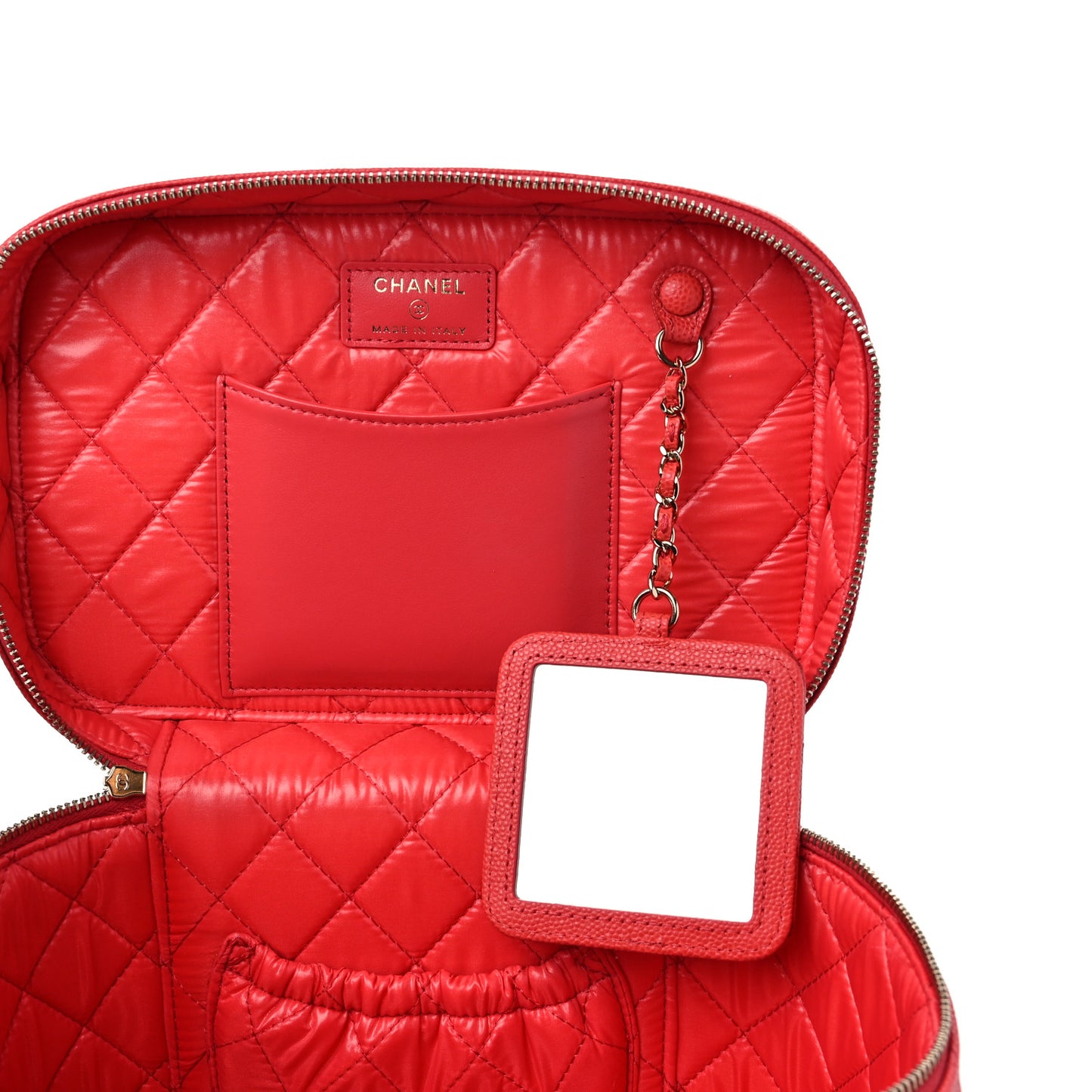 Caviar Quilted Large Vanity Pouch Red