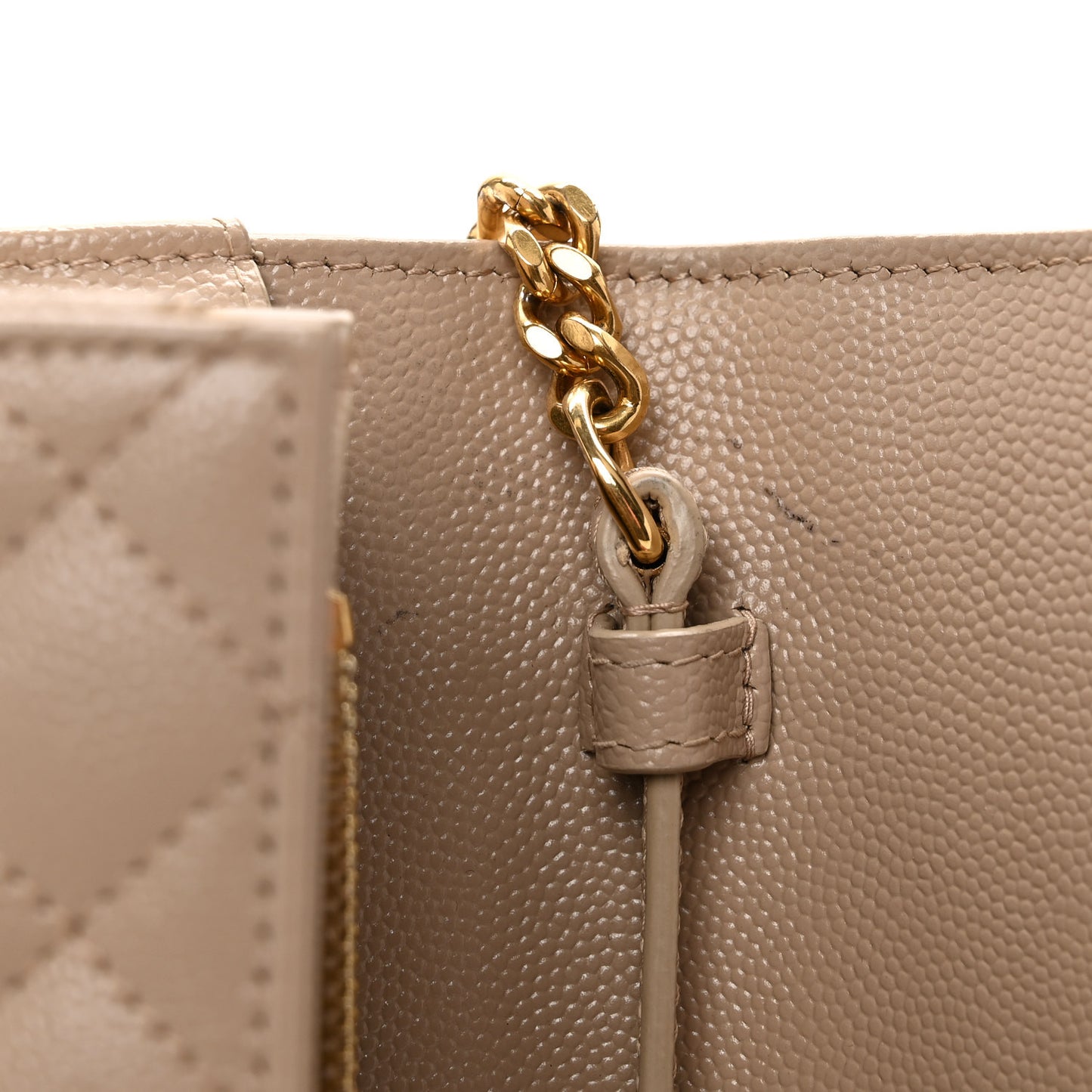 Grain De Poudre Mixed Matelasse Triquilt Monogram Chain Wallet Dark Beige