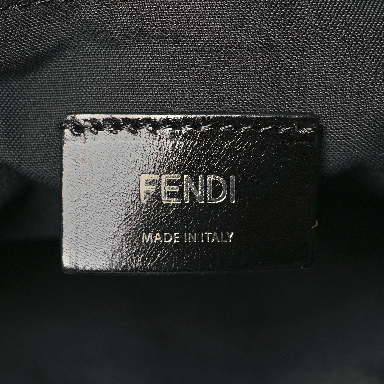 Fendi Canvas Vitello King Logo Embroidered Drawstring Backpack Sand Black 6 of 9