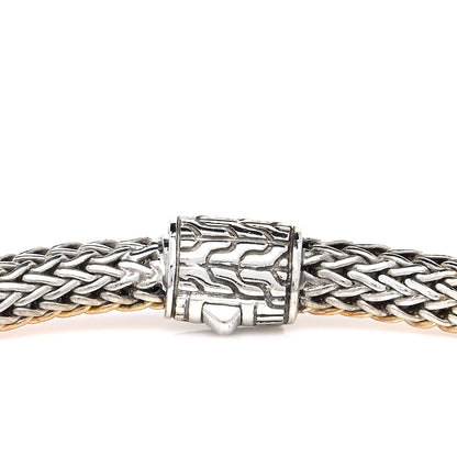 John Hardy Sterling Silver 18K Yellow Gold Diamond 5mm Classic Chain Reversible Bracelet 4 of 5