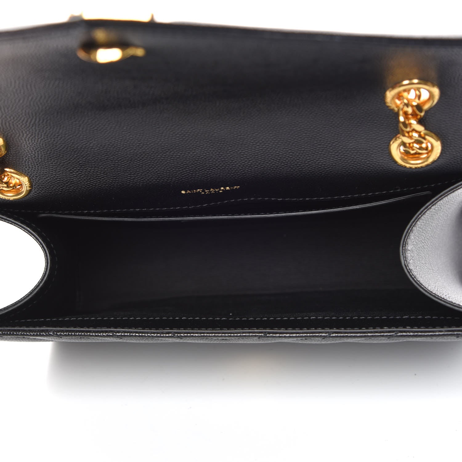 Saint Laurent Grain De Poudre Matelasse Chevron Medium Monogram Satchel Black 7 of 9