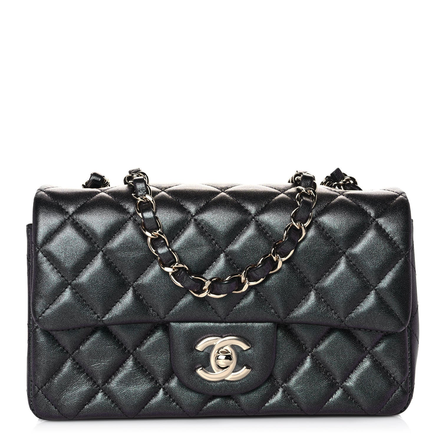 Chanel Iridescent Lambskin Quilted Mini Rectangular Flap Black 1 of 14