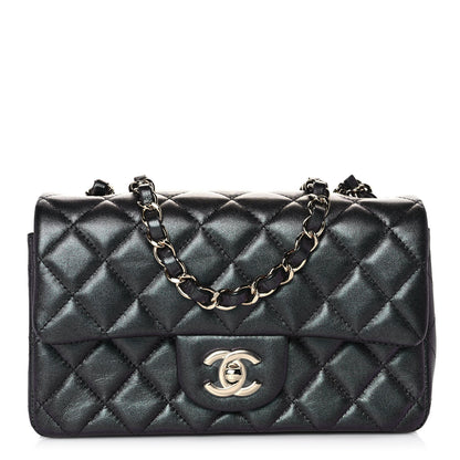 Chanel Iridescent Lambskin Quilted Mini Rectangular Flap Black 1 of 14