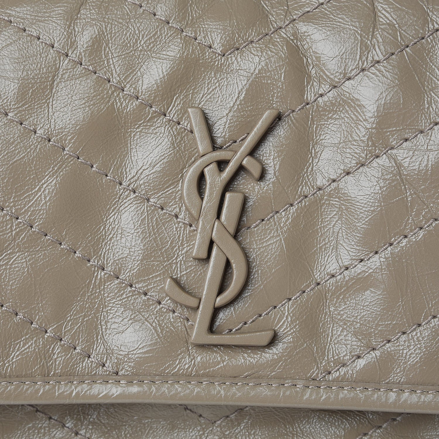 Saint Laurent Crinkled Calfskin Matelasse Monogram Medium Niki Chain Satchel Light Taupe 9 of 11