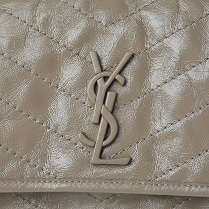 Saint Laurent Crinkled Calfskin Matelasse Monogram Medium Niki Chain Satchel Light Taupe 9 of 11