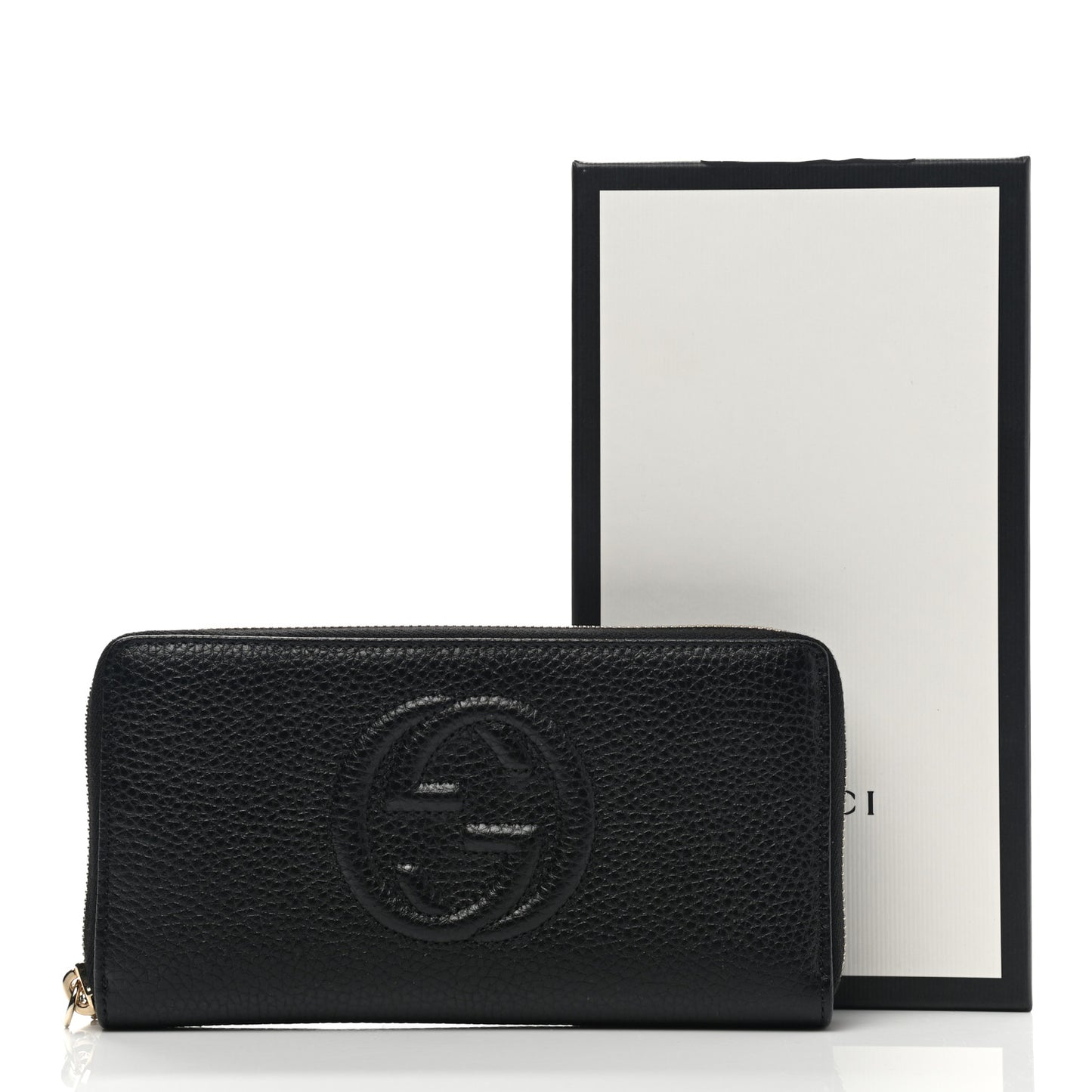 Pebbled Calfskin Soho Zip Around Wallet Black