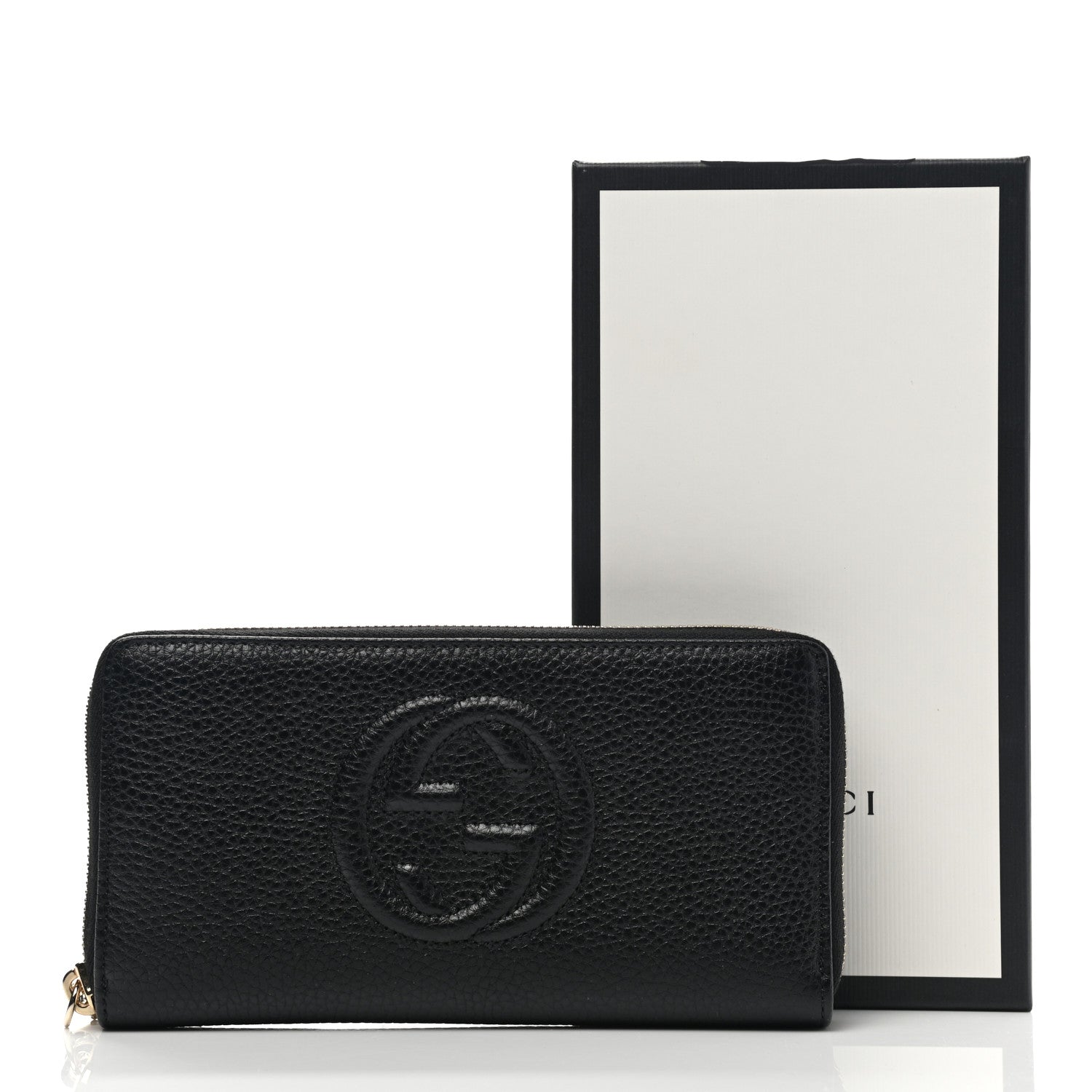 Gucci Pebbled Calfskin Soho Zip Around Wallet Black 8 of 8