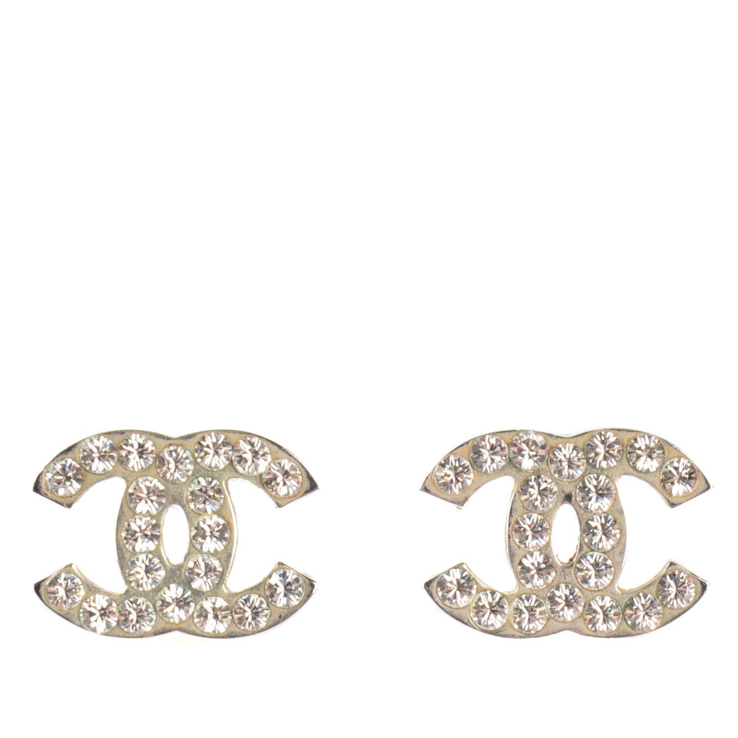 Chanel Crystal Timeless CC Earrings Silver 1 of 5