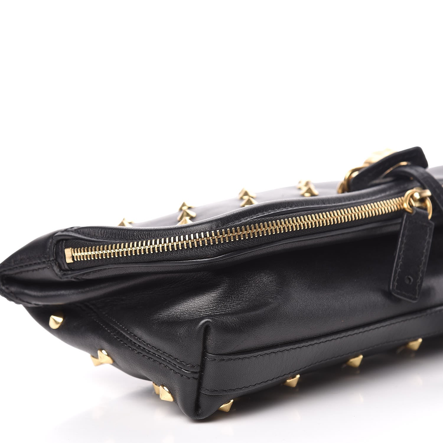 Alexander McQueen Calfskin Studded Padlock Skull Clutch Black 9 of 12