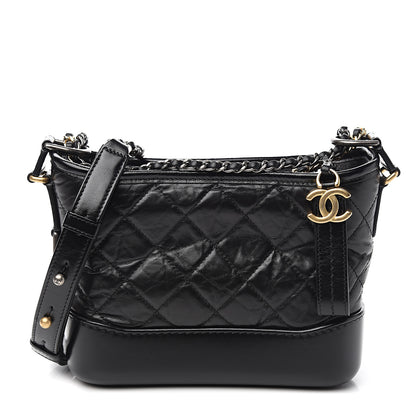 Chanel Aged Calfskin Quilted Small Gabrielle Hobo Black 1 of 10