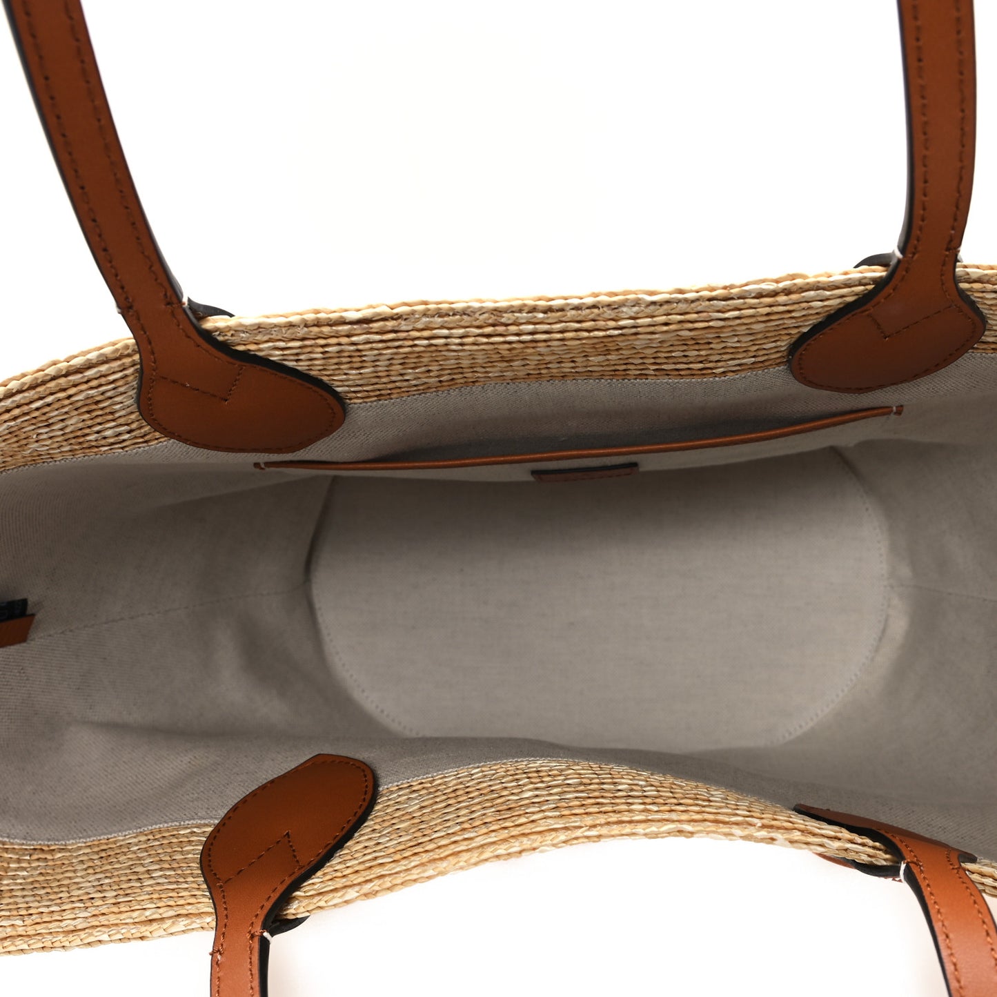 Straw Calfskin Medium Logo Patch Tote Natural Tan