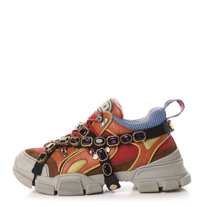 Gucci X SEGA Technical Canvas Calfskin Removable Crystals Mens Flashtrek Sneakers 7 Multicolor 1 of 13