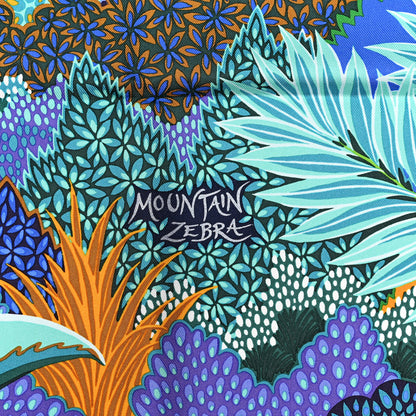 Hermes Silk Mountain Zebra Scarf 90 Turquoise Orange 5 of 5