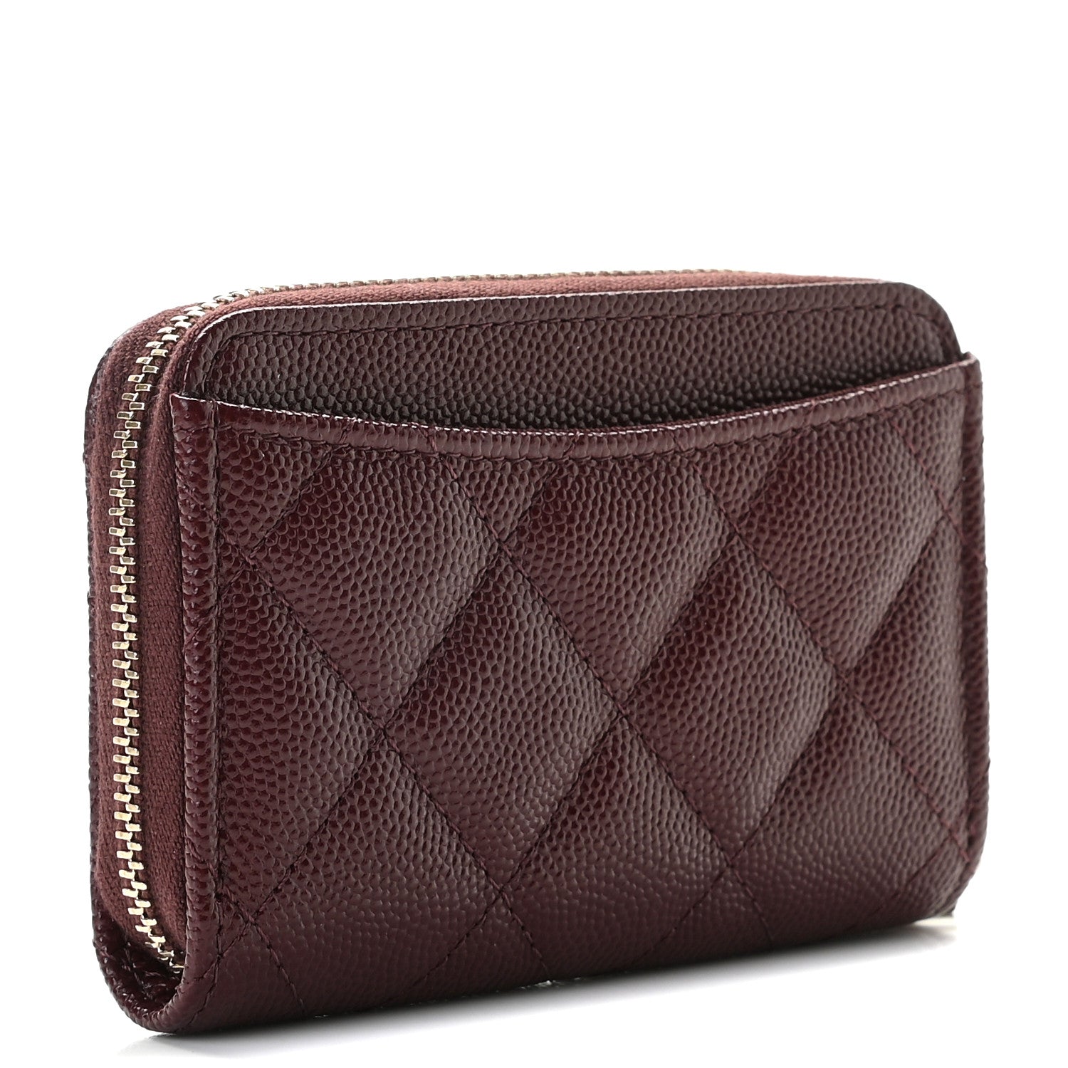 Chanel Caviar Quilted Zip Around Coin Purse Burgundy 3 of 8