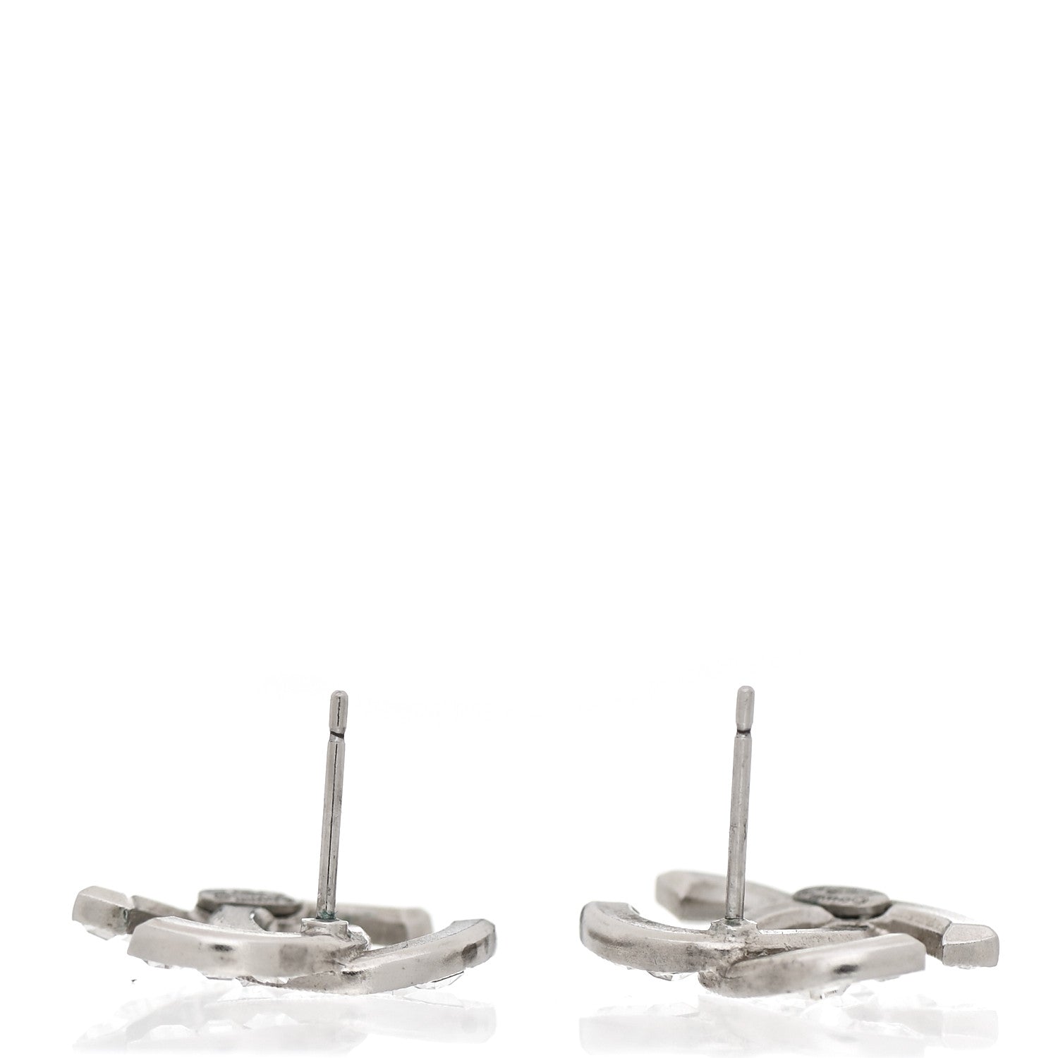 Chanel Baguette Crystal CC Earrings Silver 3 of 5