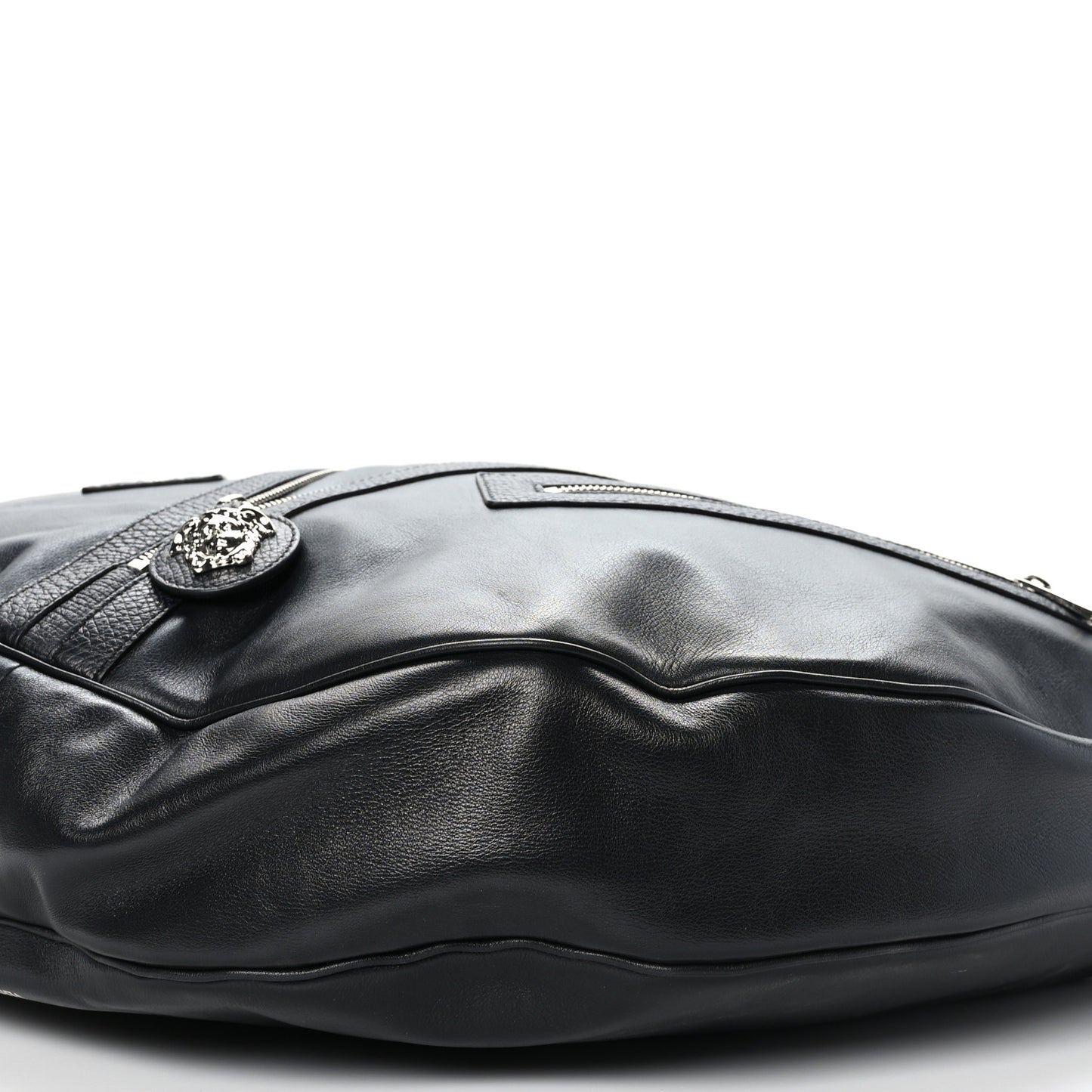 Calfskin Large Repeat Zip Hobo Black