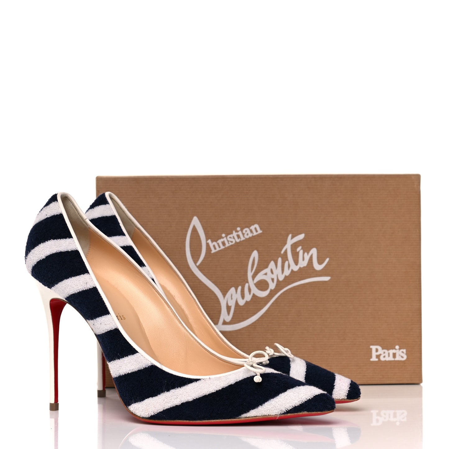 Sponge Fabric Shiny Nappa Decollete Spa 100 Pumps 41 Navy White