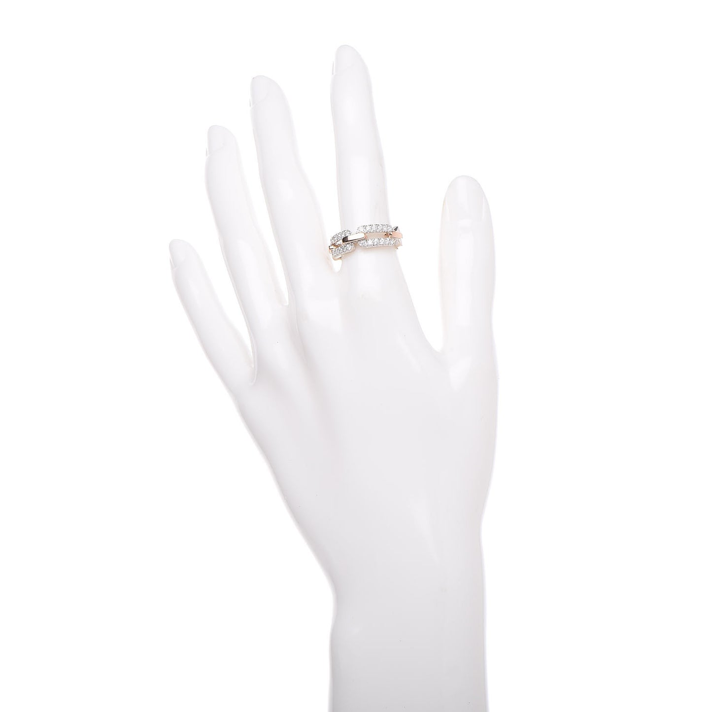 18K White Pink Gold Diamond Chain Link Band Ring 53 6.25