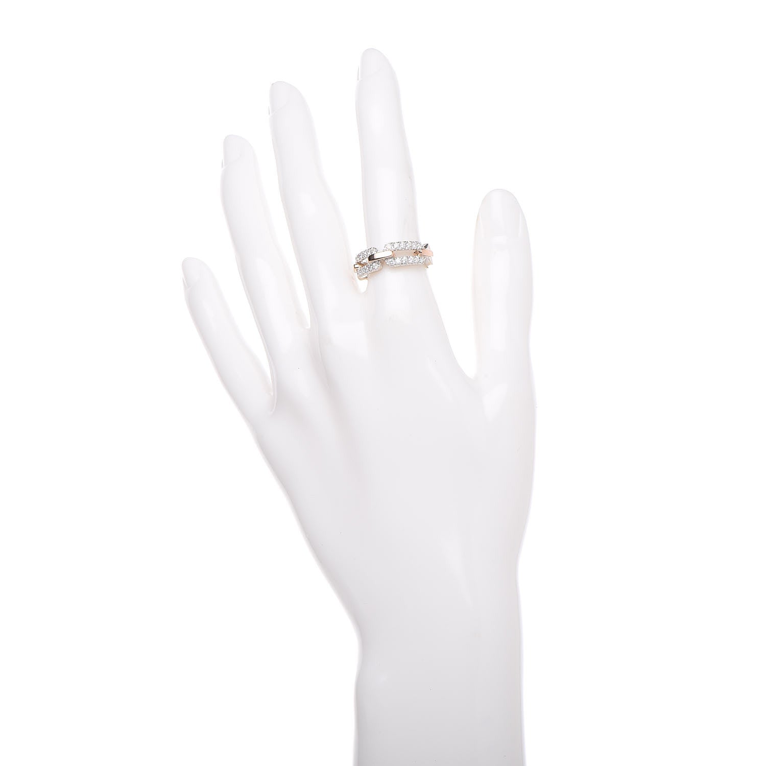 Damiani 18K White Pink Gold Diamond Chain Link Band Ring 53 6.25 2 of 5