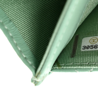Chanel Lambskin Quilted Flap Card Holder Wallet Green 7 of 9