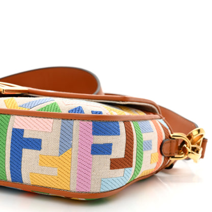 Fendi Kuban Canvas Vitello King FF Embroidered Baguette Grezzo Multicolor 10 of 11