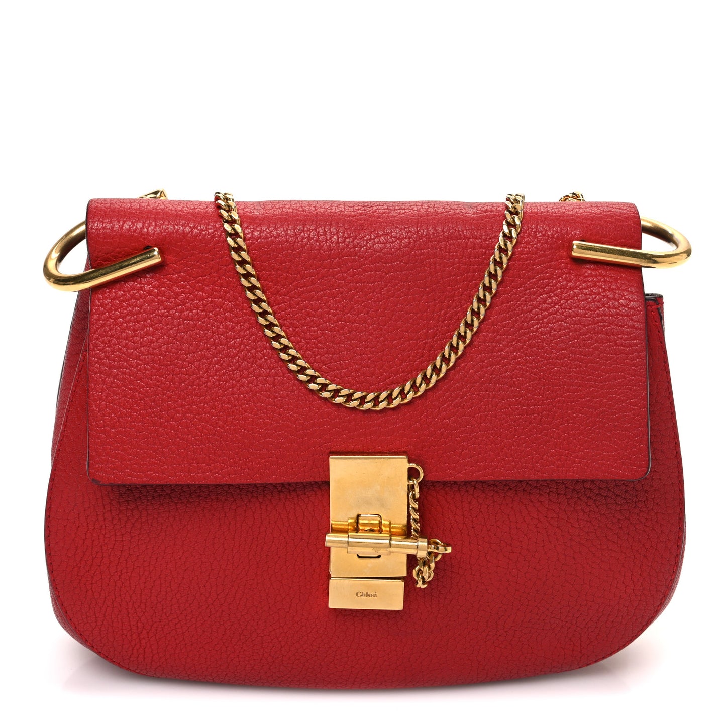 Grained Lambskin Drew Shoulder Bag Plaid Red