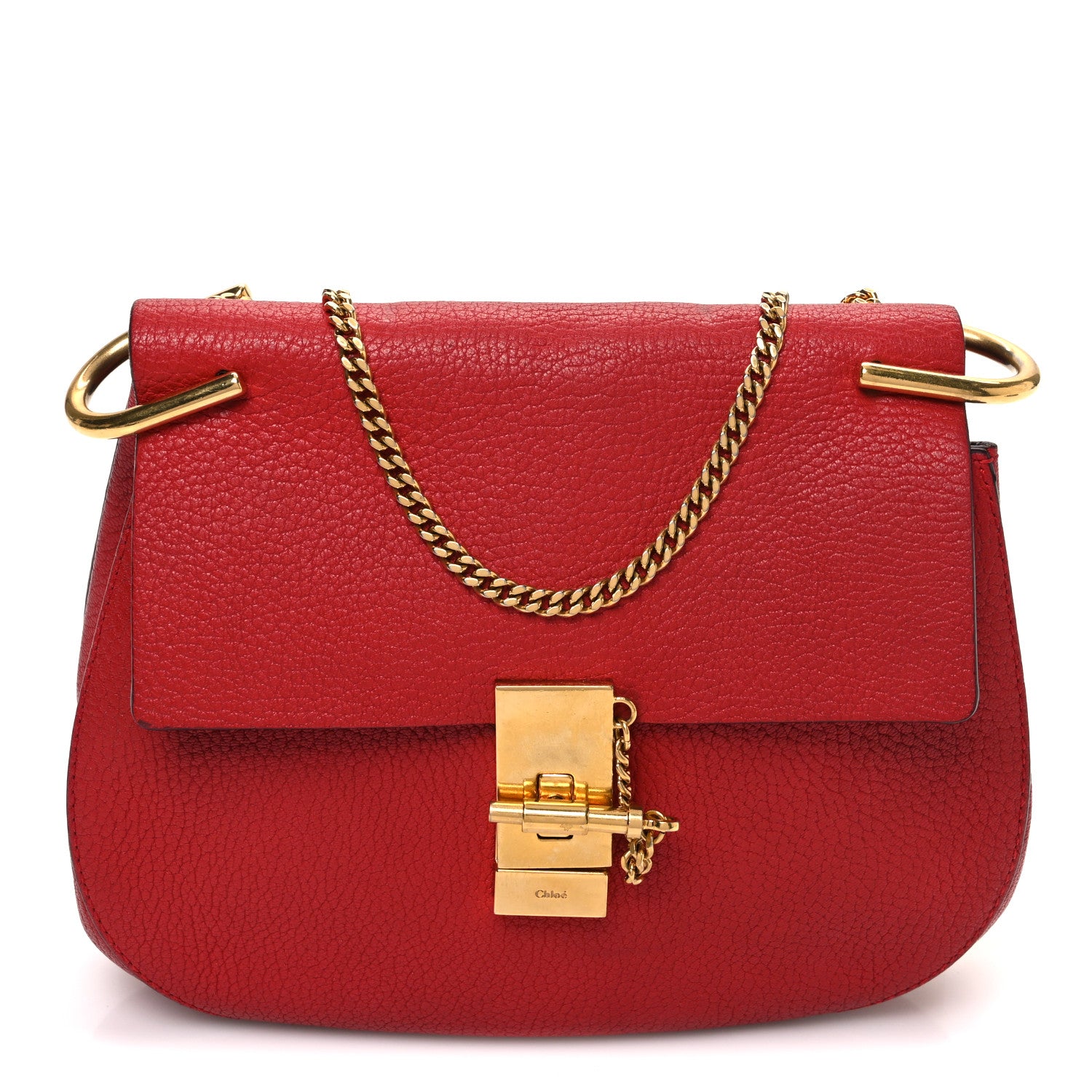 Chloe Grained Lambskin Drew Shoulder Bag Plaid Red 1 of 11