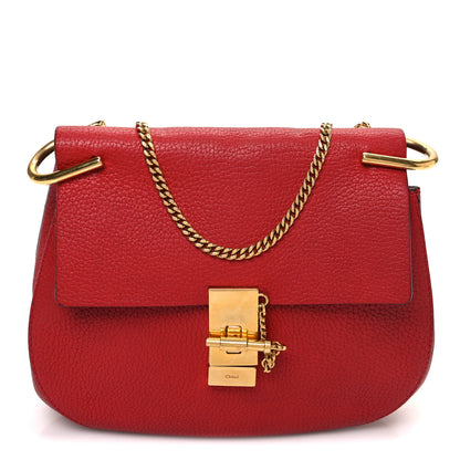 Chloe Grained Lambskin Drew Shoulder Bag Plaid Red 1 of 11
