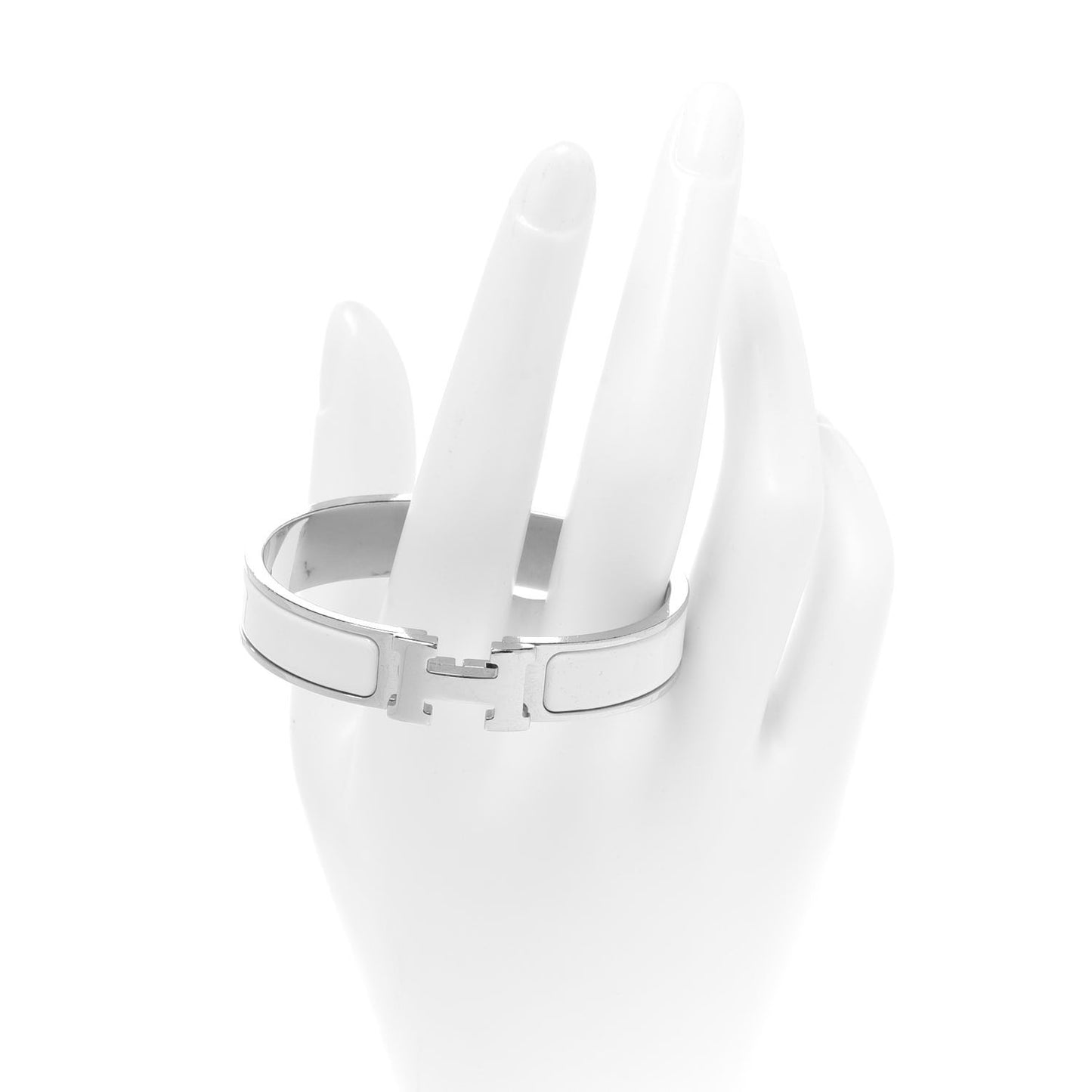 Enamel Narrow Clic Clac H Bracelet GM White