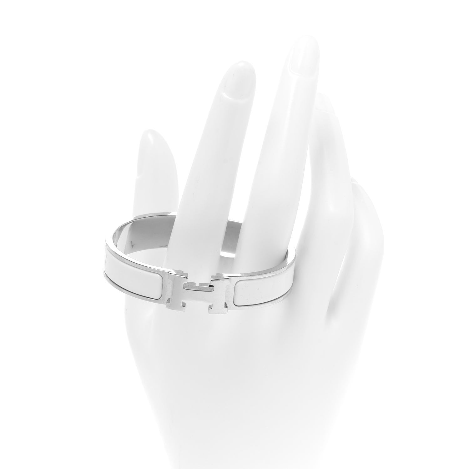 Hermes Enamel Narrow Clic Clac H Bracelet GM White 3 of 6