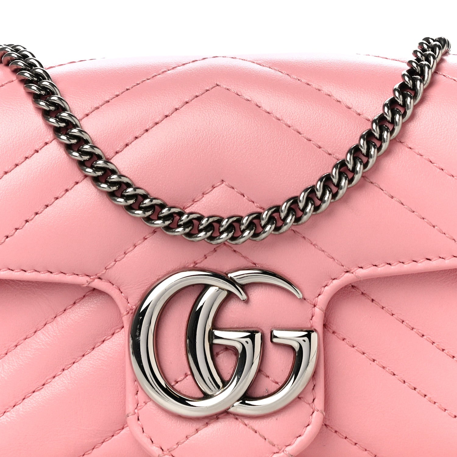 Gucci Calfskin Matelasse Super Mini GG Marmont Shoulder Bag Wild Rose 8 of 10