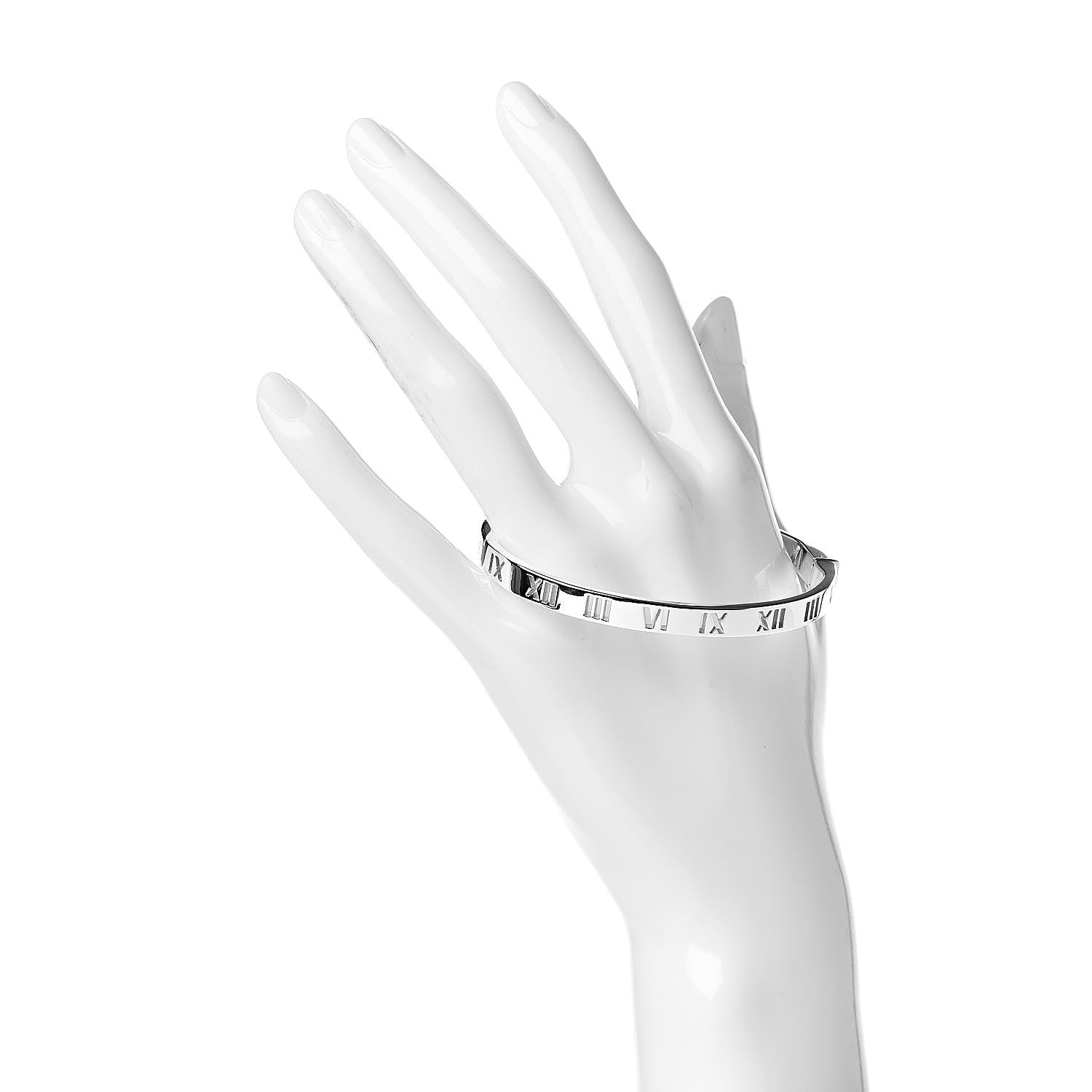 Tiffany Sterling Silver Atlas Pierced Hinged Bangle Bracelet 2 of 6