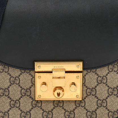 Gucci GG Supreme Monogram Web Medium Padlock Messenger Shoulder Bag Black 9 of 16
