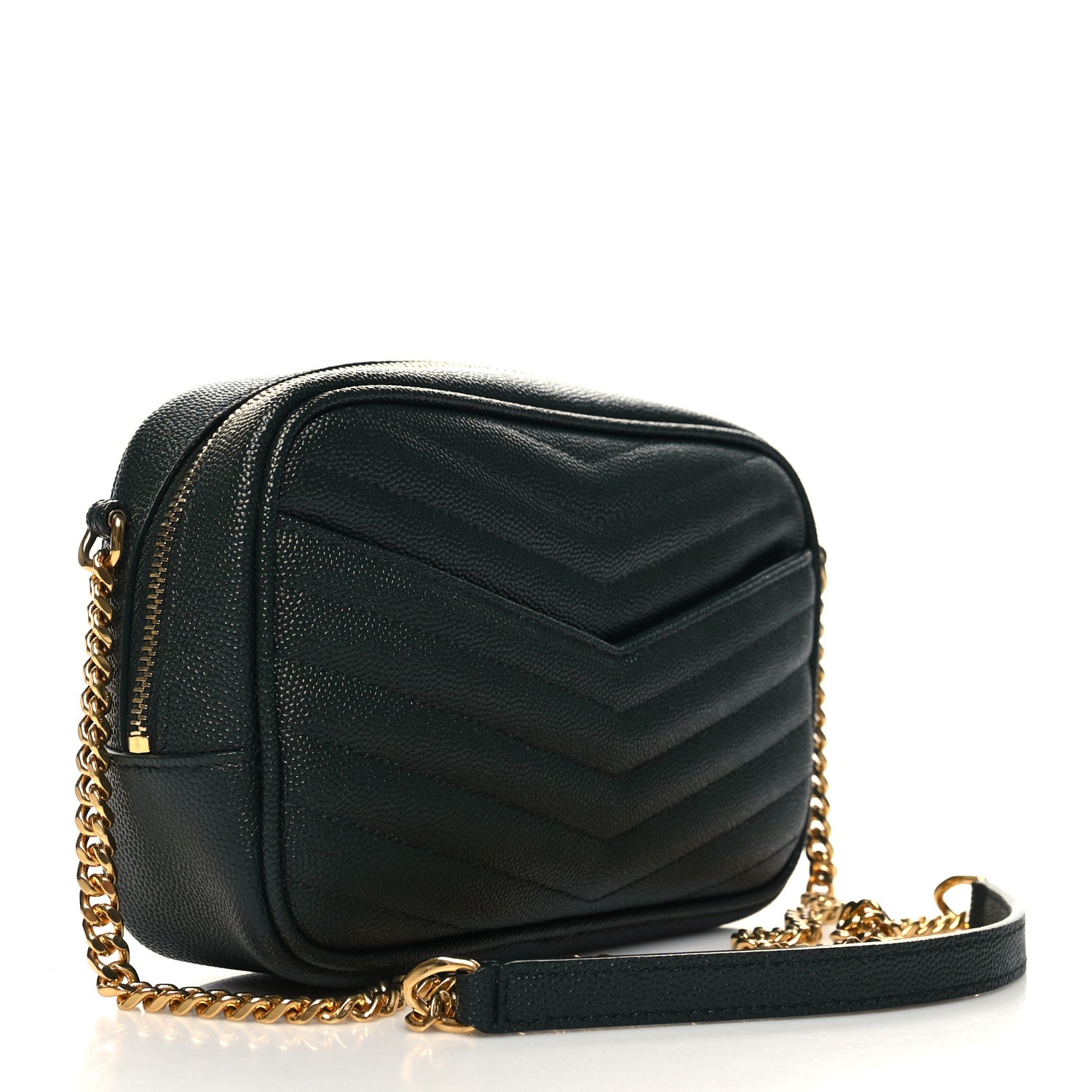 Saint Laurent Grain De Poudre Matelasse Monogram Mini Lou Camera Bag New Vert Fonce 3 of 10