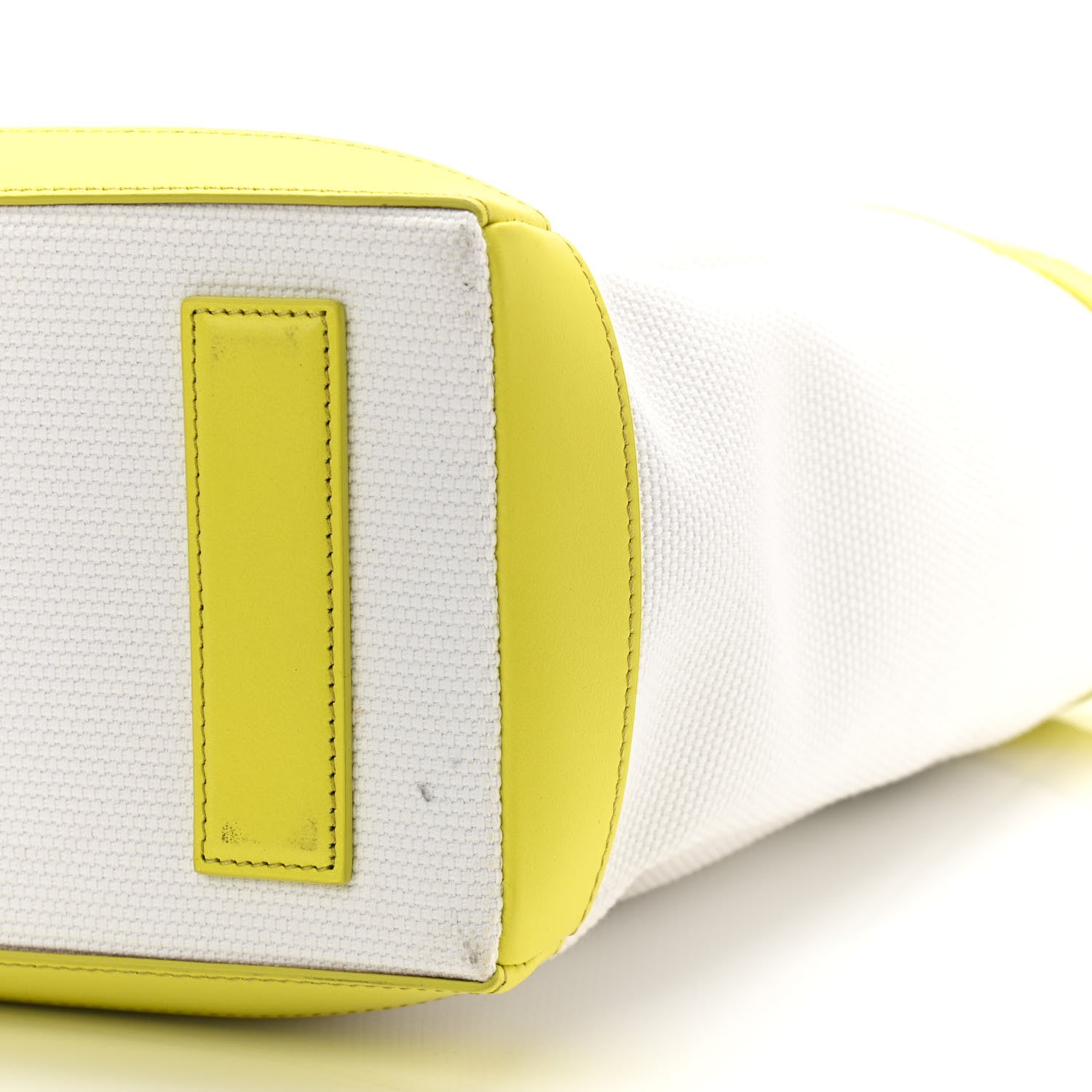 Tom Ford Canvas Calfskin Logo Tote White Yellow 8 of 8