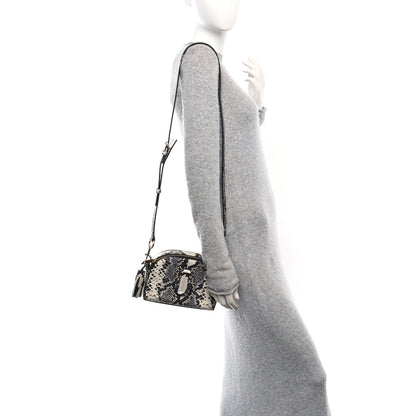 Marc Jacobs Calfskin Snakeskin Embossed Shutter Camera Crossbody Bag Black White 2 of 10