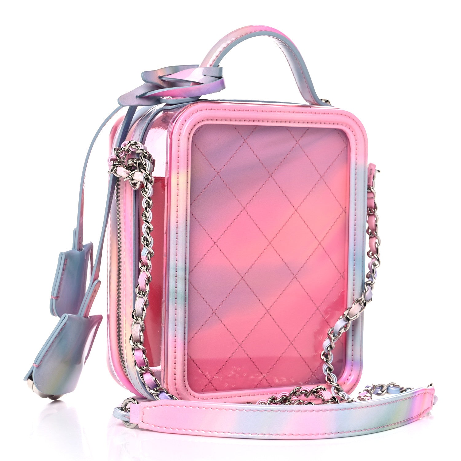 Chanel PVC Patent Calfskin Patent Lambskin Vertical Vanity Case Pink 2 of 15
