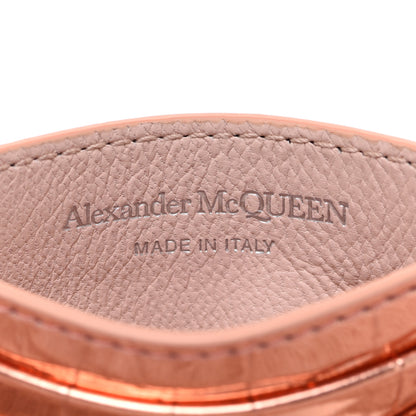 Alexander McQueen Calfskin Crocodile Embossed Skull Card Holder Rose Gold 6 of 7