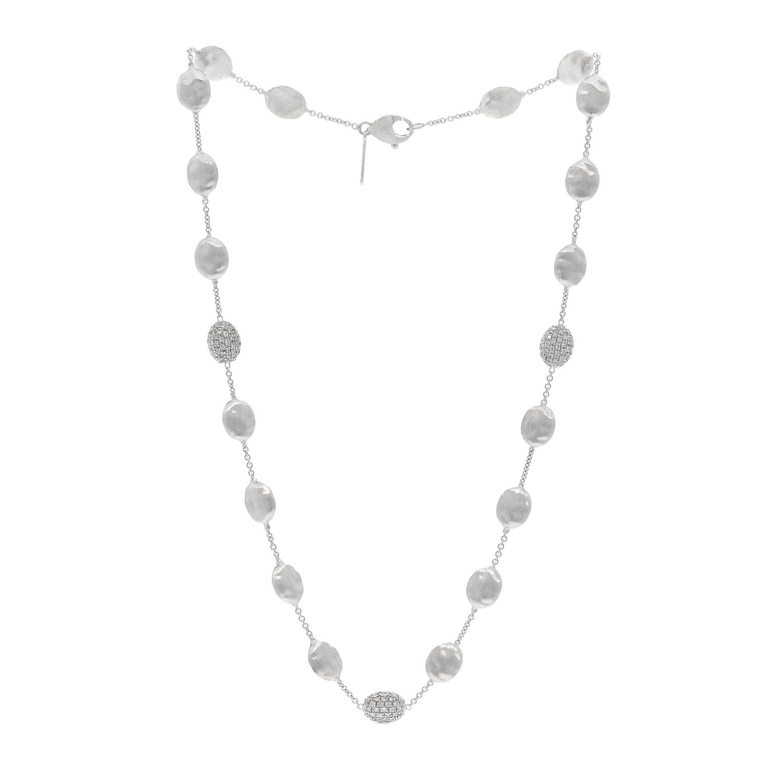 Marco Bicego 18K White Gold Diamond Siviglia Station Necklace 3 of 4
