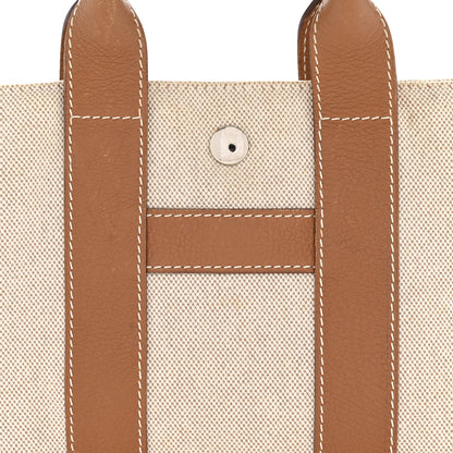 Hermes Toile Taurillon Clemence Sac Harnais Tote PM Beige Gold 8 of 13