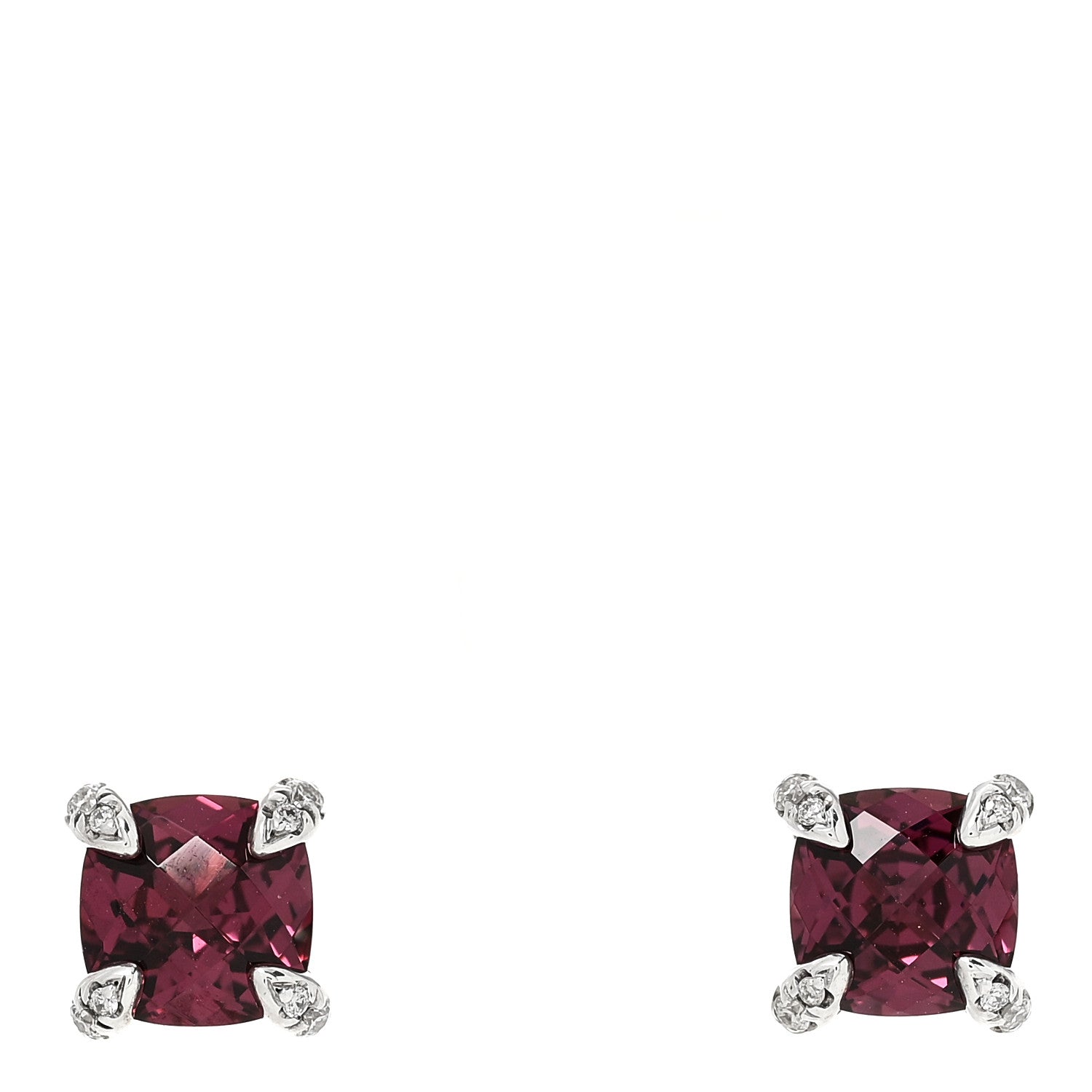 David Yurman Sterling Silver Diamond Rhodolite Petite Chatelaine Earrings 1 of 4