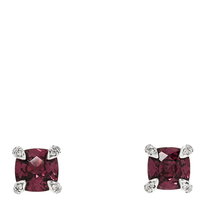 David Yurman Sterling Silver Diamond Rhodolite Petite Chatelaine Earrings 1 of 4