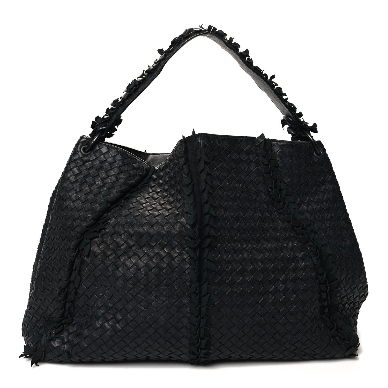 Bottega Veneta Nappa Intrecciato Large Franges Shoulder Bag Black 1 of 11