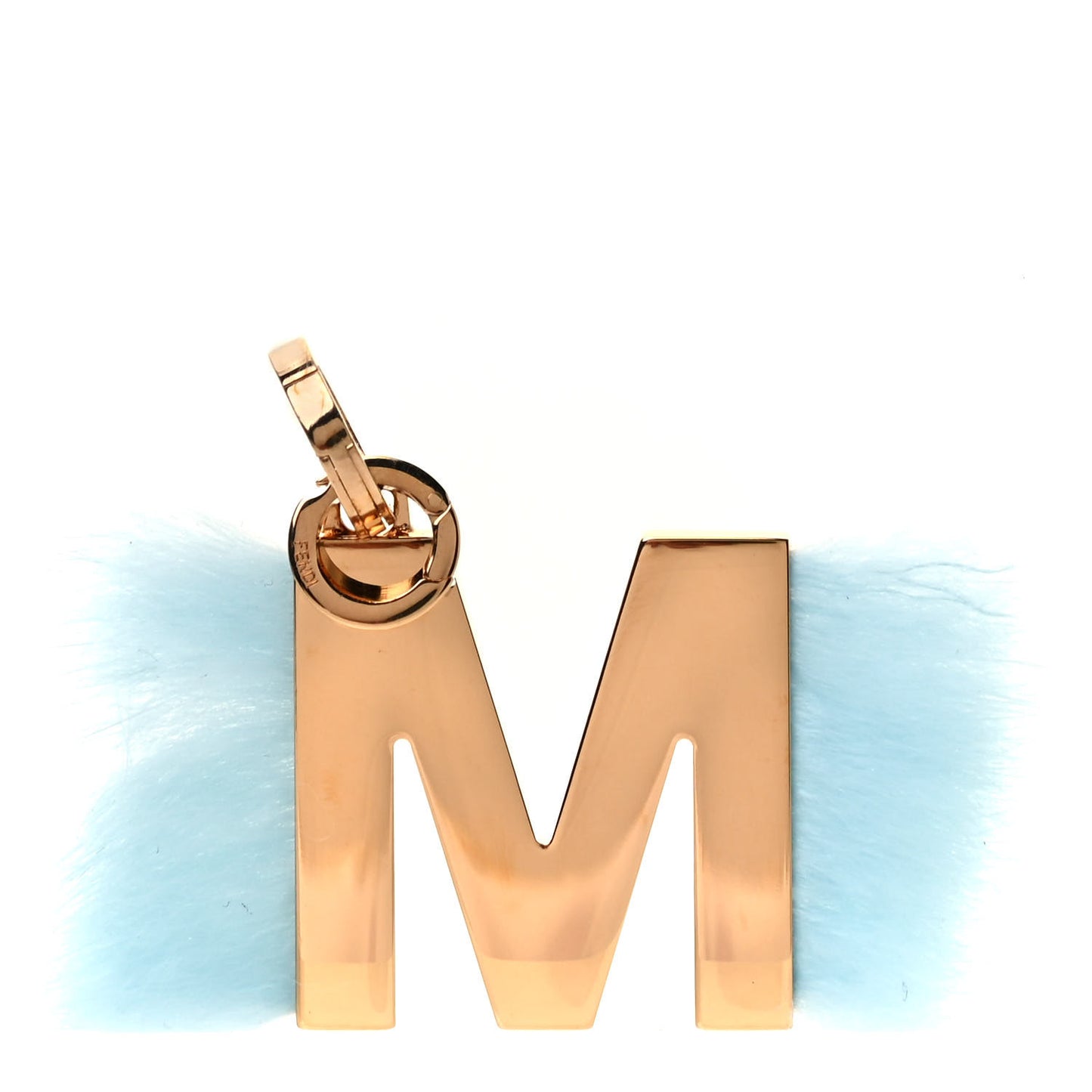 Mink Fur M ABClick Bag Charm Aqua